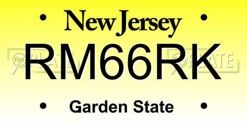 RM66RK New Jersey License Plate