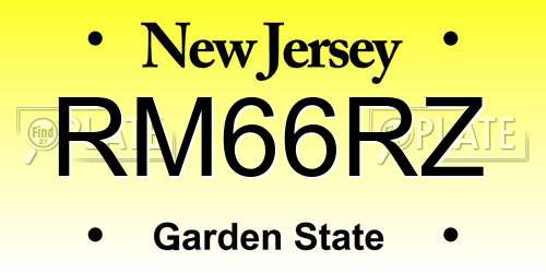 RM66RZ New Jersey License Plate