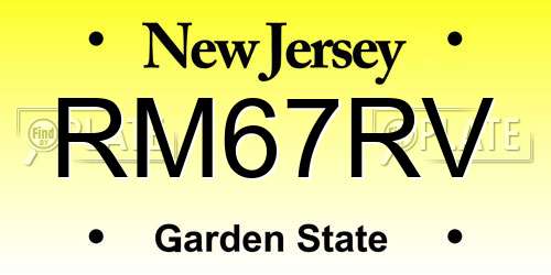 RM67RV New Jersey License Plate