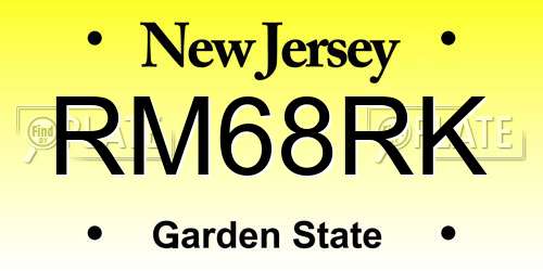 RM68RK New Jersey License Plate