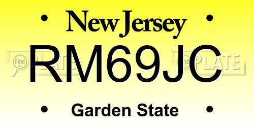 RM69JC New Jersey License Plate