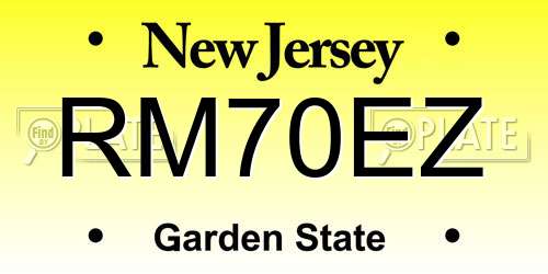 RM70EZ New Jersey License Plate
