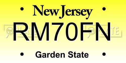 RM70FN New Jersey License Plate