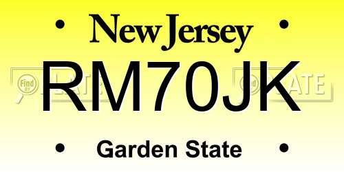 RM70JK New Jersey License Plate