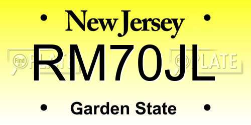 RM70JL New Jersey License Plate