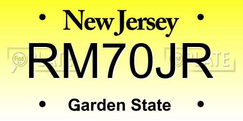 RM70JR New Jersey License Plate
