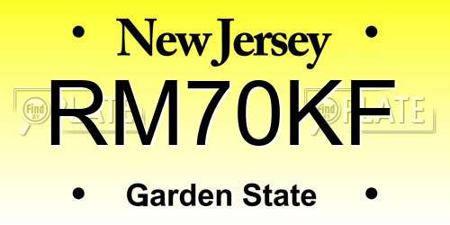 RM70KF New Jersey License Plate