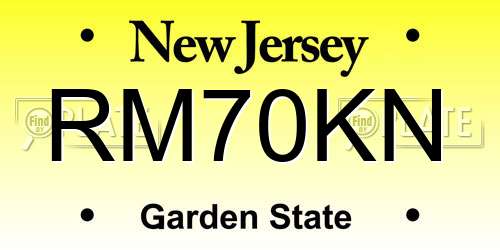 RM70KN New Jersey License Plate