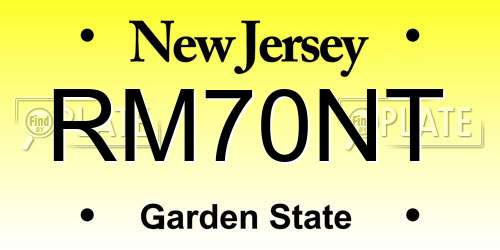 RM70NT New Jersey License Plate
