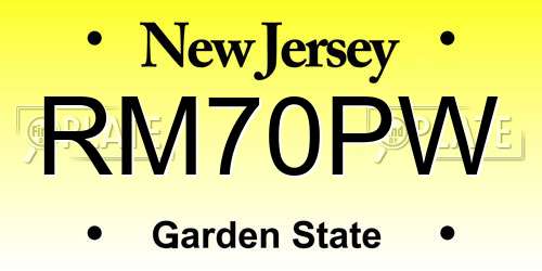 RM70PW New Jersey License Plate