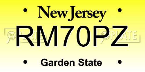 RM70PZ New Jersey License Plate