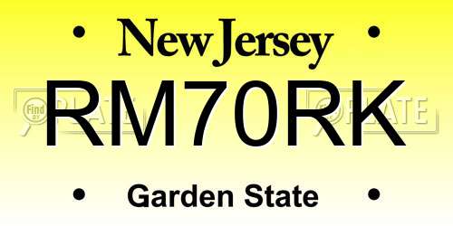 RM70RK New Jersey License Plate