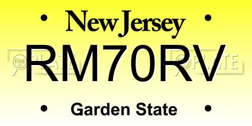 RM70RV New Jersey License Plate