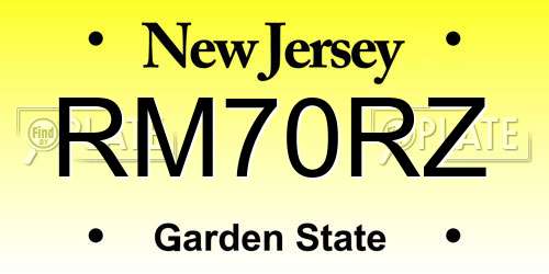 RM70RZ New Jersey License Plate