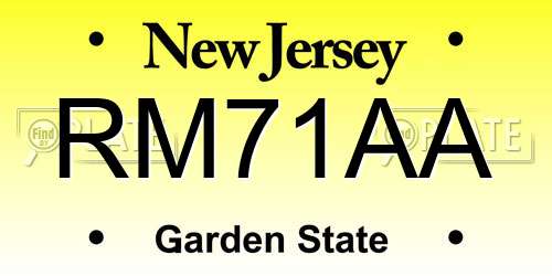 RM71AA New Jersey License Plate