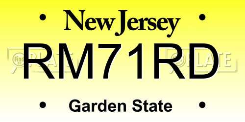 RM71RD New Jersey License Plate
