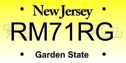 RM71RG New Jersey License Plate