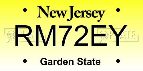 RM72EY New Jersey License Plate