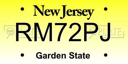 RM72PJ New Jersey License Plate