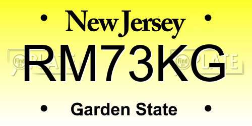 RM73KG New Jersey License Plate