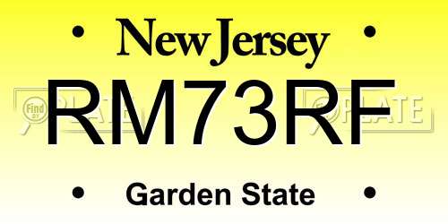 RM73RF New Jersey License Plate