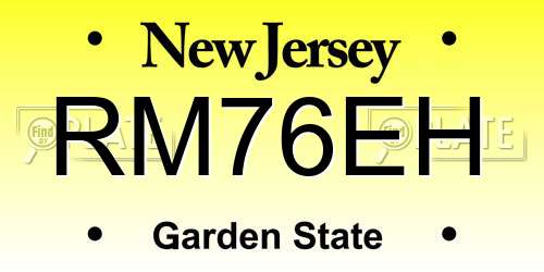 RM76EH New Jersey License Plate