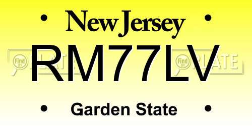 RM77LV New Jersey License Plate