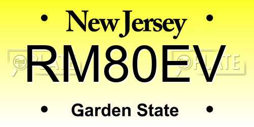 RM80EV New Jersey License Plate