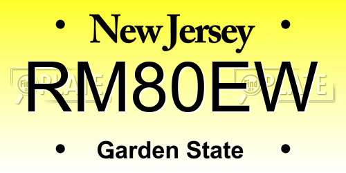 RM80EW New Jersey License Plate
