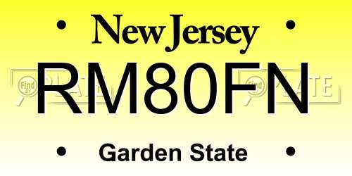 RM80FN New Jersey License Plate