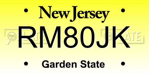 RM80JK New Jersey License Plate