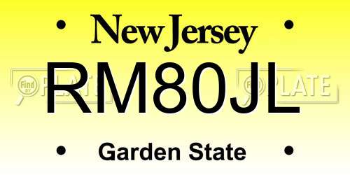 RM80JL New Jersey License Plate