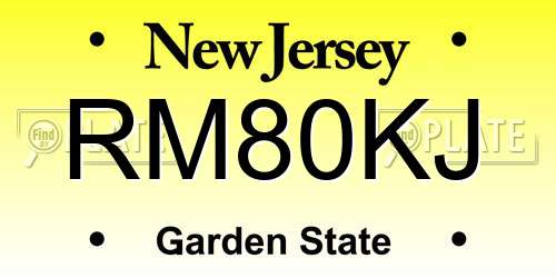 RM80KJ New Jersey License Plate