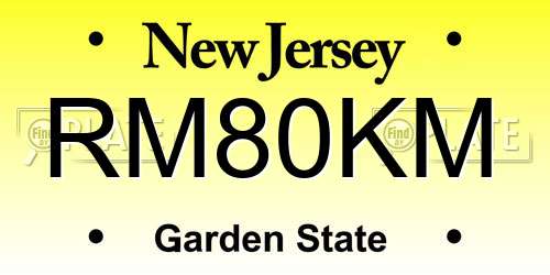 RM80KM New Jersey License Plate