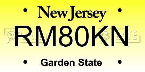 RM80KN New Jersey License Plate