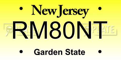 RM80NT New Jersey License Plate