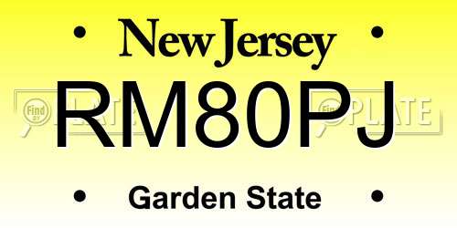 RM80PJ New Jersey License Plate