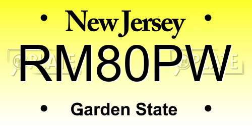 RM80PW New Jersey License Plate