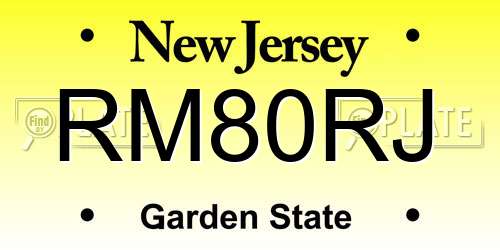 RM80RJ New Jersey License Plate