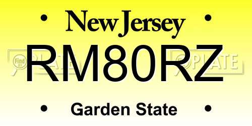 RM80RZ New Jersey License Plate