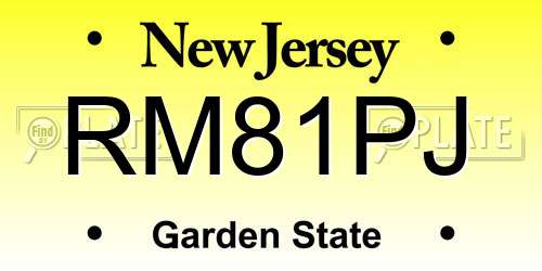 RM81PJ New Jersey License Plate