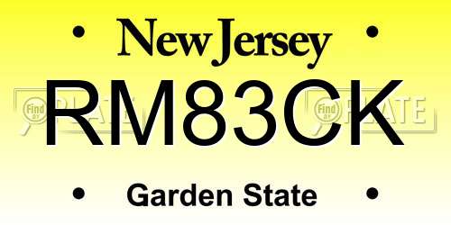 RM83CK New Jersey License Plate