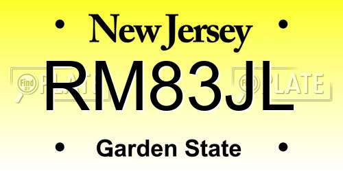 RM83JL New Jersey License Plate
