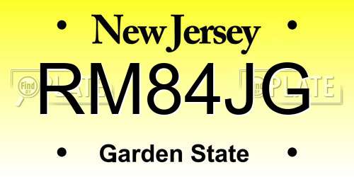 RM84JG New Jersey License Plate
