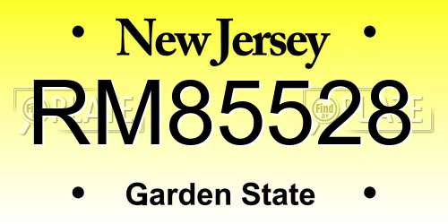 RM85528 New Jersey License Plate