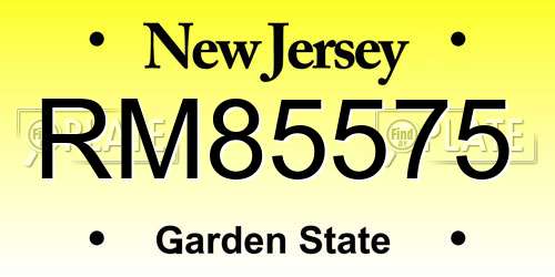 RM85575 New Jersey License Plate