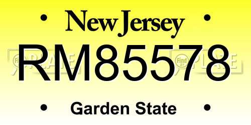 RM85578 New Jersey License Plate