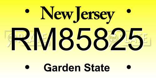 RM85825 New Jersey License Plate