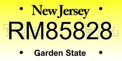 RM85828 New Jersey License Plate