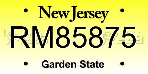 RM85875 New Jersey License Plate